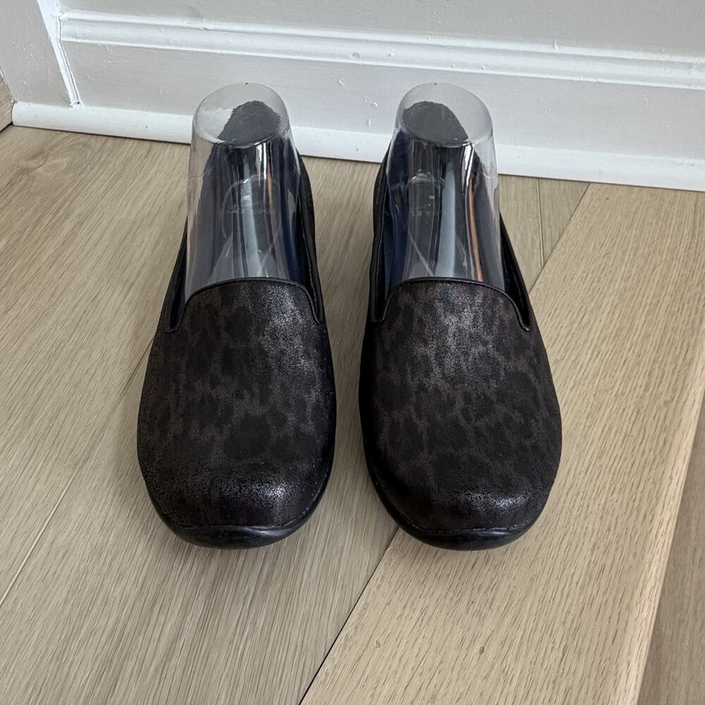 Dansko Black Leopard-Print Slip-On Flats